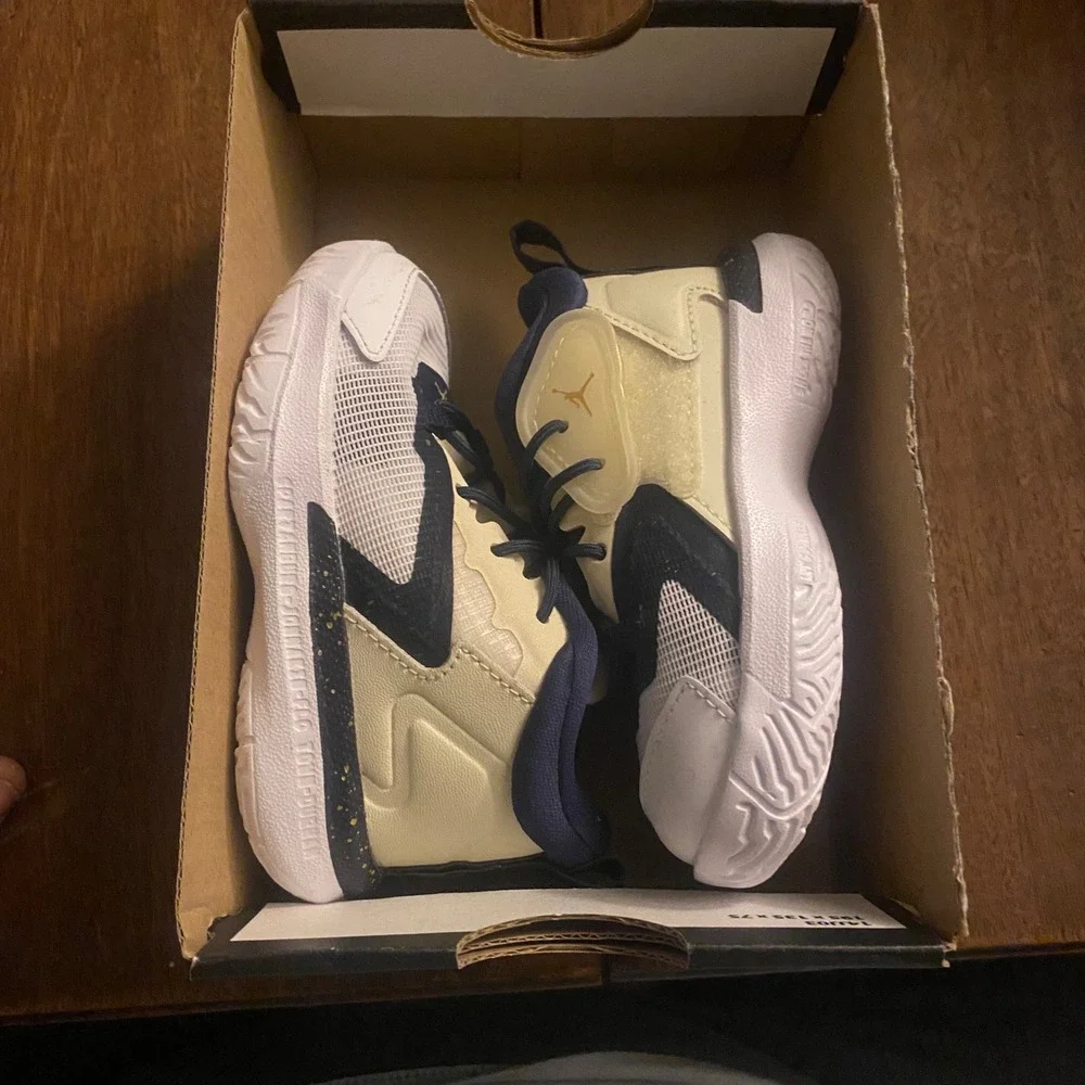 Nike Jordan Zion 1‎ TD Toddler Shoes Fossil Midnight Navy White DC2023 241 Sz 5c - Picture 2 of 4